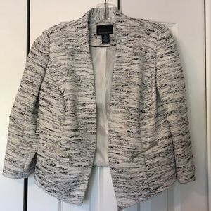 Cynthia Rowley White and gray tweed open blazer